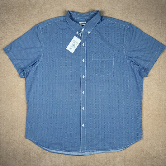 Flat lay of Old Navy navy micro dot short sleeve shirt – size XXL slim fit