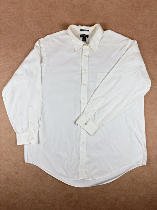 Lands’ End Supima white Oxford shirt 18½-36 Tall front view